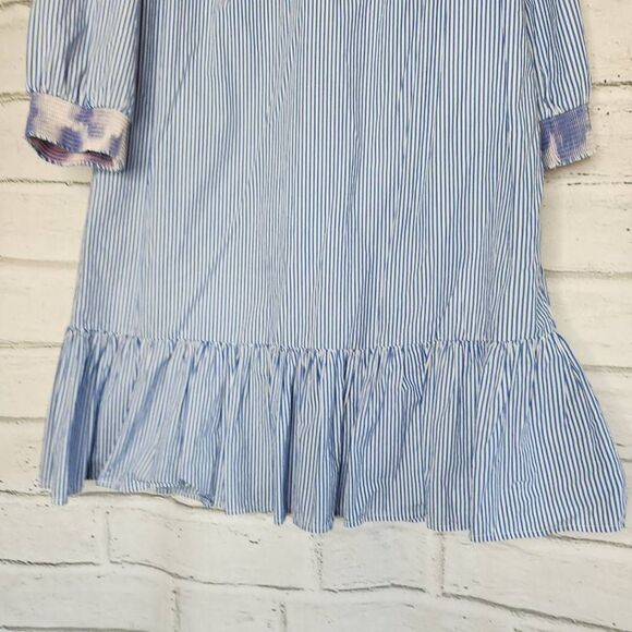 J. Crew Striped Embroidered Floral Mini Shift Dress Blue & White Size Small - Picture 4 of 15